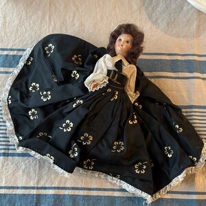 Vintage Doll with Black and Gold Outfit